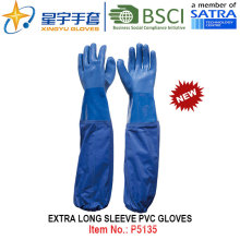 Guantes revestidos de PVC de manga larga extra, guantes de trabajo con CE, En388, En420